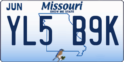 MO license plate YL5B9K