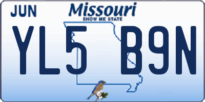 MO license plate YL5B9N