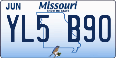 MO license plate YL5B9O
