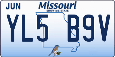 MO license plate YL5B9V
