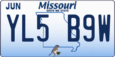 MO license plate YL5B9W