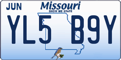 MO license plate YL5B9Y