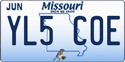 MO license plate YL5C0E