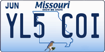 MO license plate YL5C0I