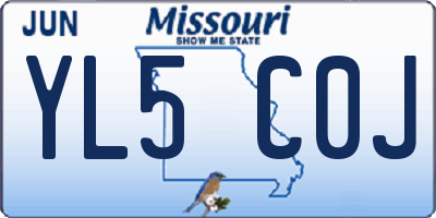 MO license plate YL5C0J