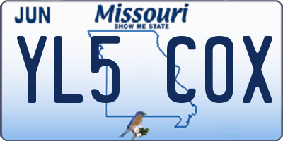 MO license plate YL5C0X