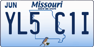 MO license plate YL5C1I