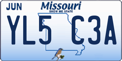 MO license plate YL5C3A