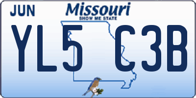 MO license plate YL5C3B