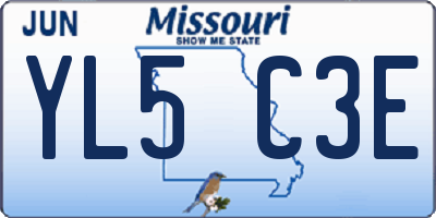 MO license plate YL5C3E