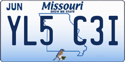 MO license plate YL5C3I