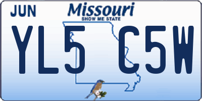 MO license plate YL5C5W
