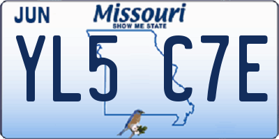 MO license plate YL5C7E