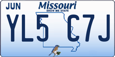 MO license plate YL5C7J