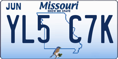MO license plate YL5C7K