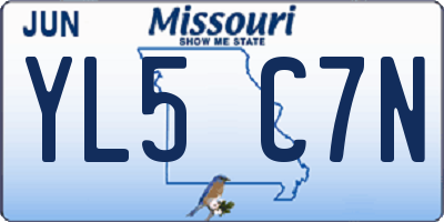 MO license plate YL5C7N