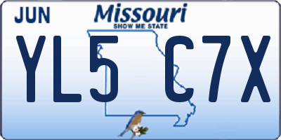 MO license plate YL5C7X