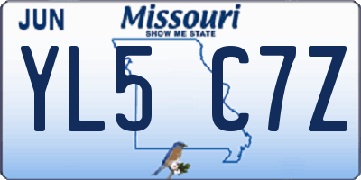 MO license plate YL5C7Z