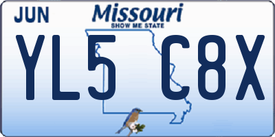 MO license plate YL5C8X