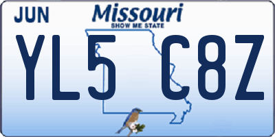MO license plate YL5C8Z