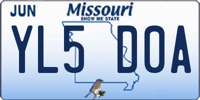 MO license plate YL5D0A