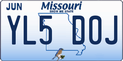 MO license plate YL5D0J