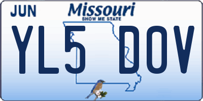 MO license plate YL5D0V