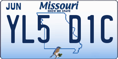 MO license plate YL5D1C