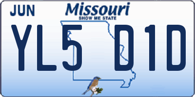 MO license plate YL5D1D