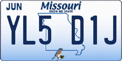 MO license plate YL5D1J