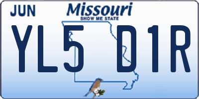 MO license plate YL5D1R