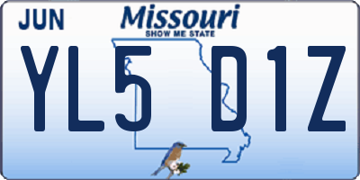 MO license plate YL5D1Z