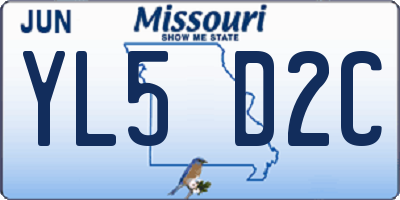 MO license plate YL5D2C