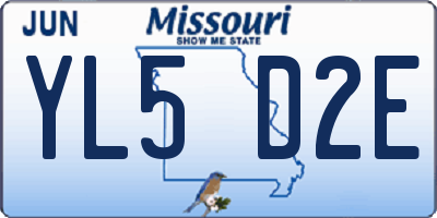 MO license plate YL5D2E