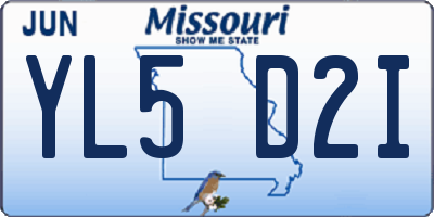 MO license plate YL5D2I