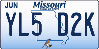 MO license plate YL5D2K