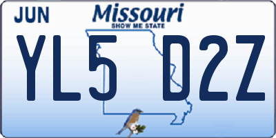 MO license plate YL5D2Z