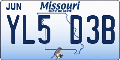 MO license plate YL5D3B