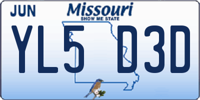 MO license plate YL5D3D