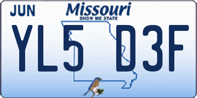 MO license plate YL5D3F