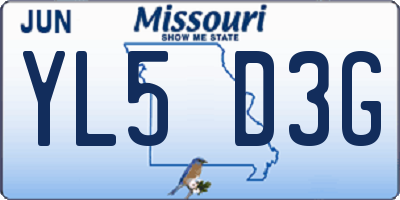 MO license plate YL5D3G