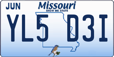 MO license plate YL5D3I