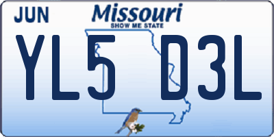 MO license plate YL5D3L