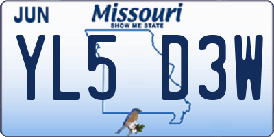 MO license plate YL5D3W