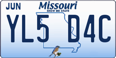 MO license plate YL5D4C