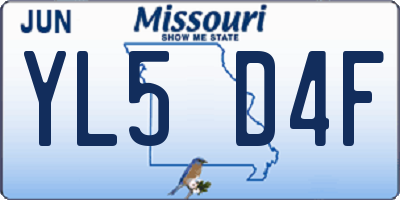 MO license plate YL5D4F