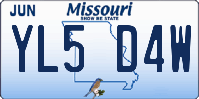 MO license plate YL5D4W