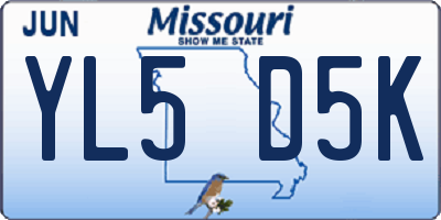 MO license plate YL5D5K