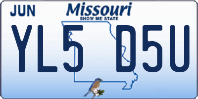 MO license plate YL5D5U