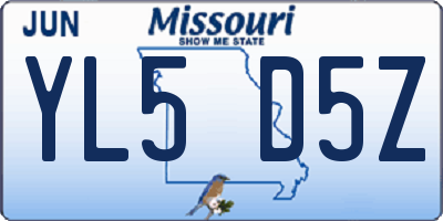 MO license plate YL5D5Z